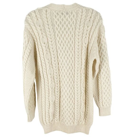 NWT Aran Crafts Ireland Women's 100% Wool Aran Boyfriend Button Front Cardigan L - Picture 3 of 7